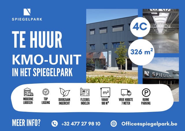Te huur: KMO-unit 4C van 326 m² in het Spiegelpark